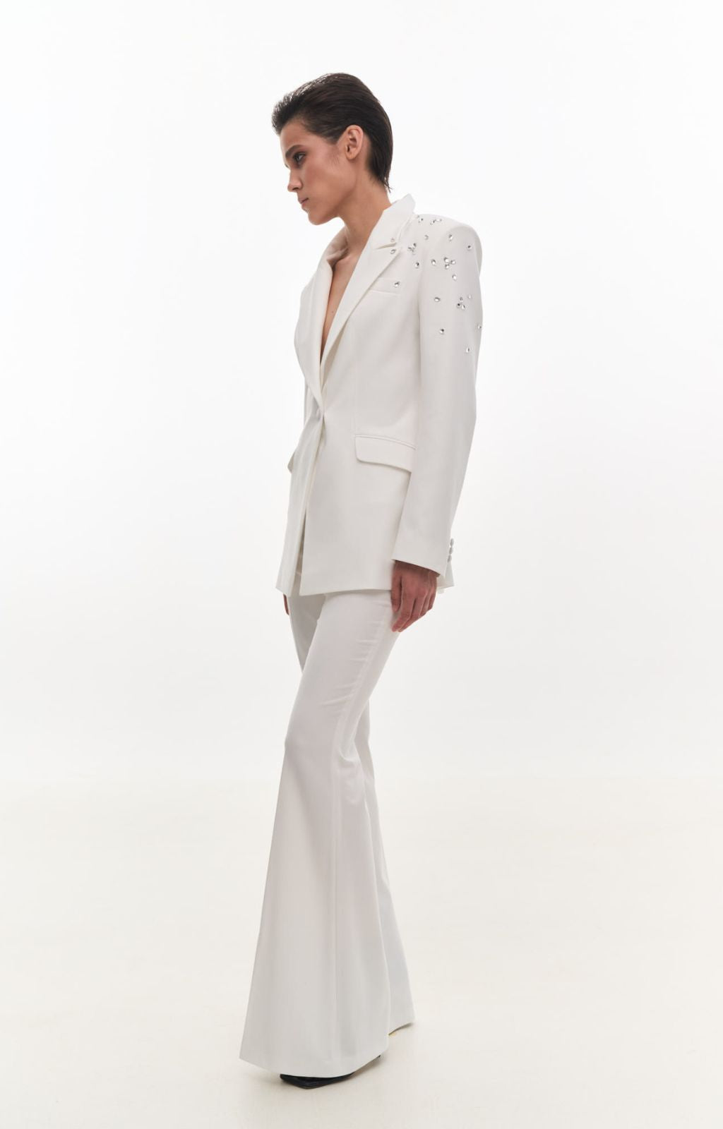 KRIS MARAN - Crystal Decorated Blazer | Ecru buy at DOORS NYC