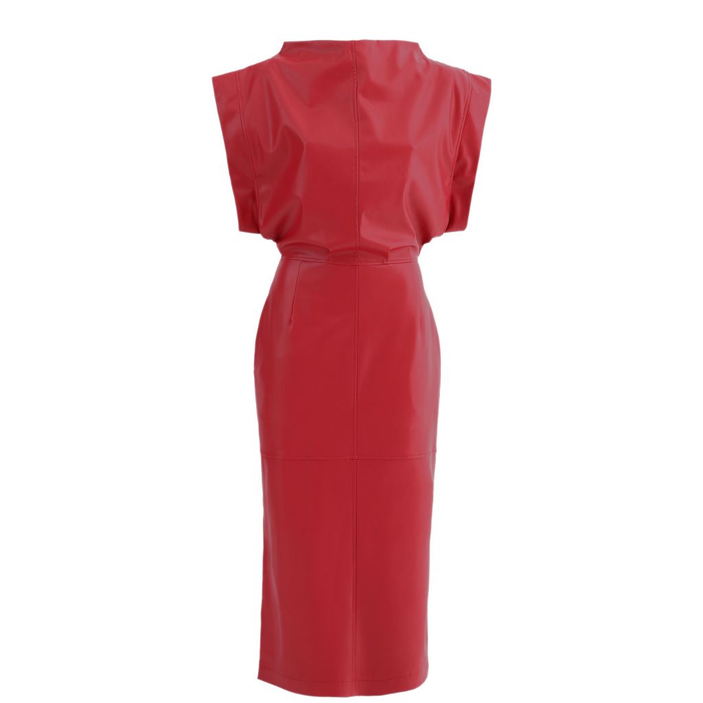Sleeveless Faux Leather Dress Red | PR Sample
