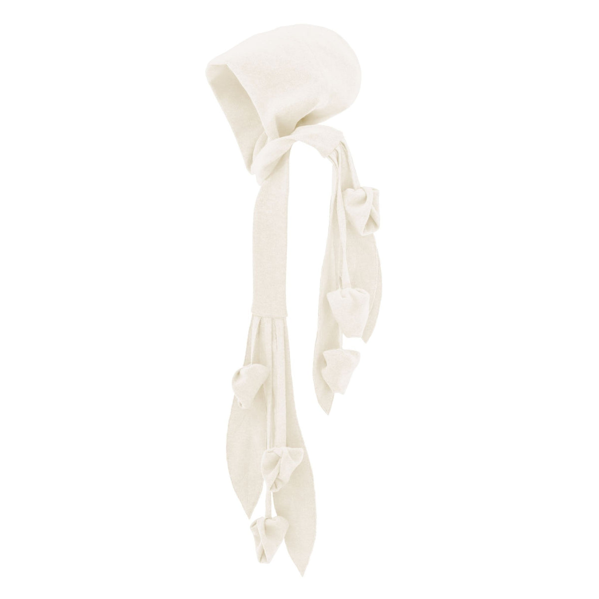 Self-Tie Double Knit Wool Hooded Scarf | Ivory