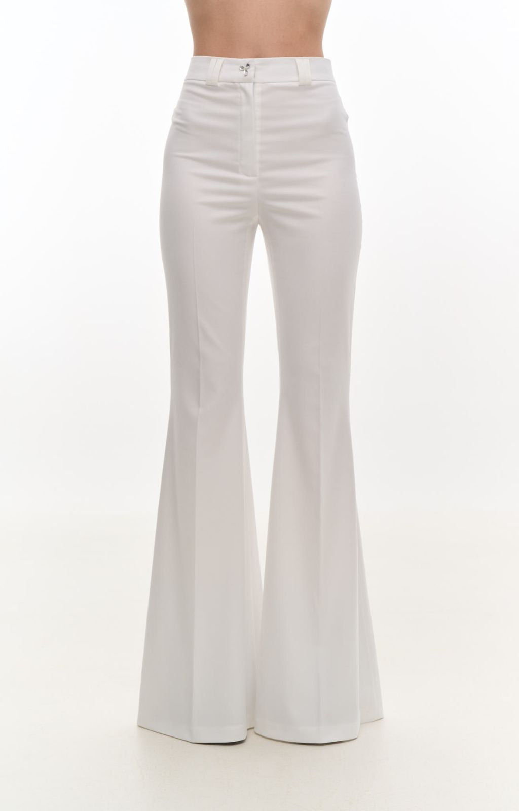 Kris Maran - Flared Pants with Crystals Ecru | Doors NYC Xs Kris Maran - Flared Pants with Crystals Ecru | Doors NYC Xs