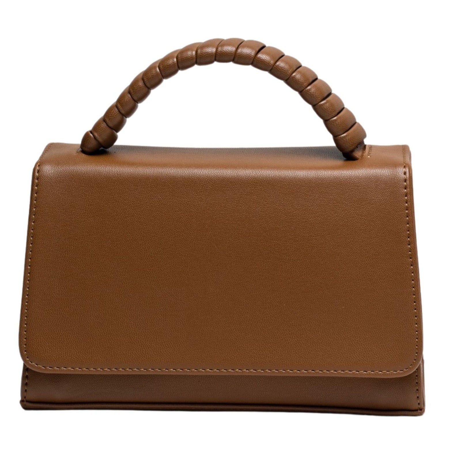 MVLUCKY - Camel Vegan Leather Paris Clutch With Beaded Handle, buy at DOORS NYC