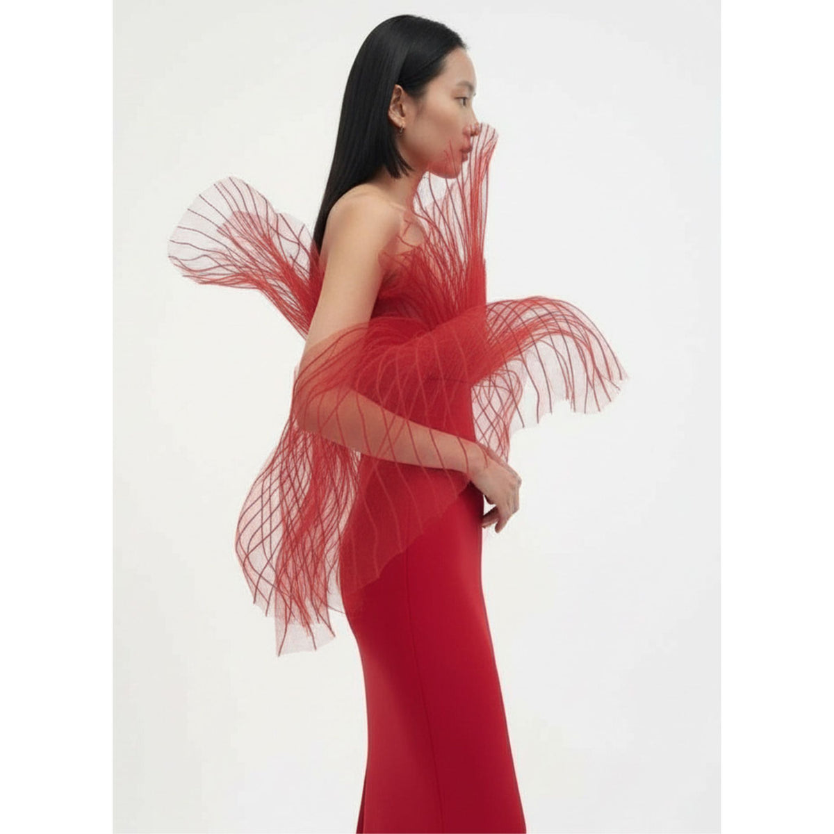 Red Marmaid Structured Gown