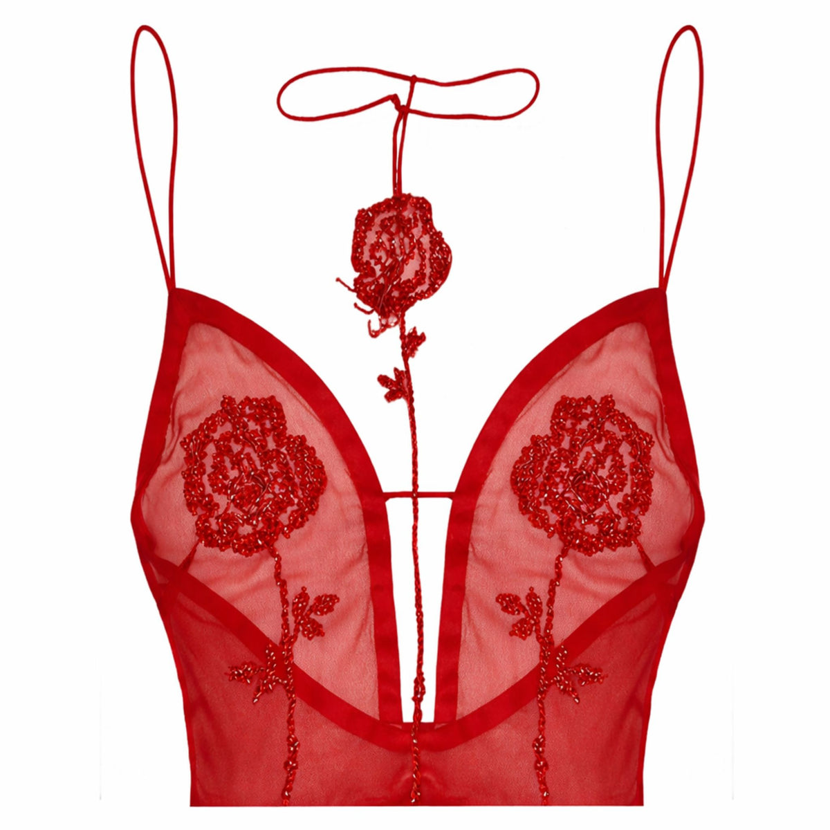 Rose Sheer Top | Red
