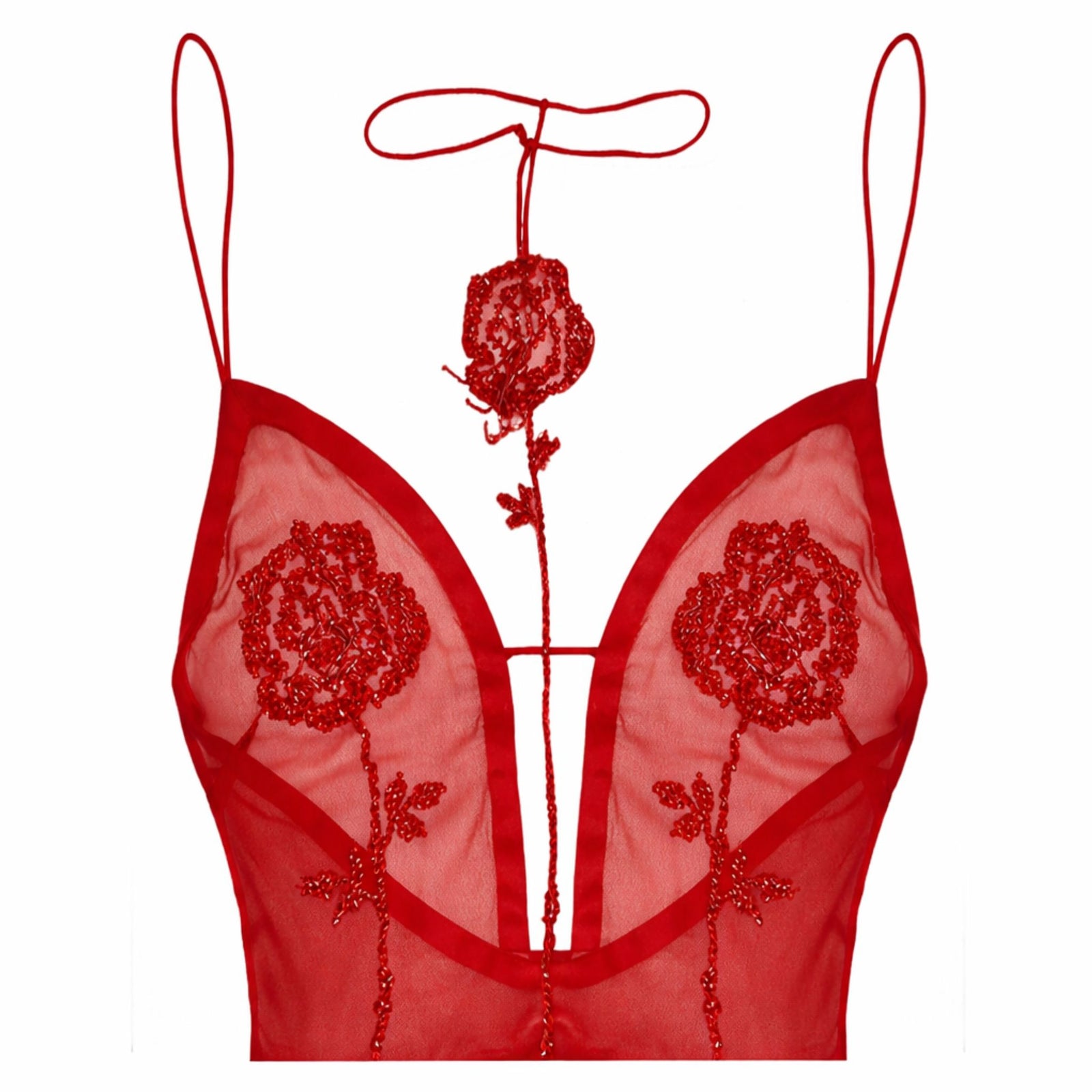 Rose Sheer Top | Red