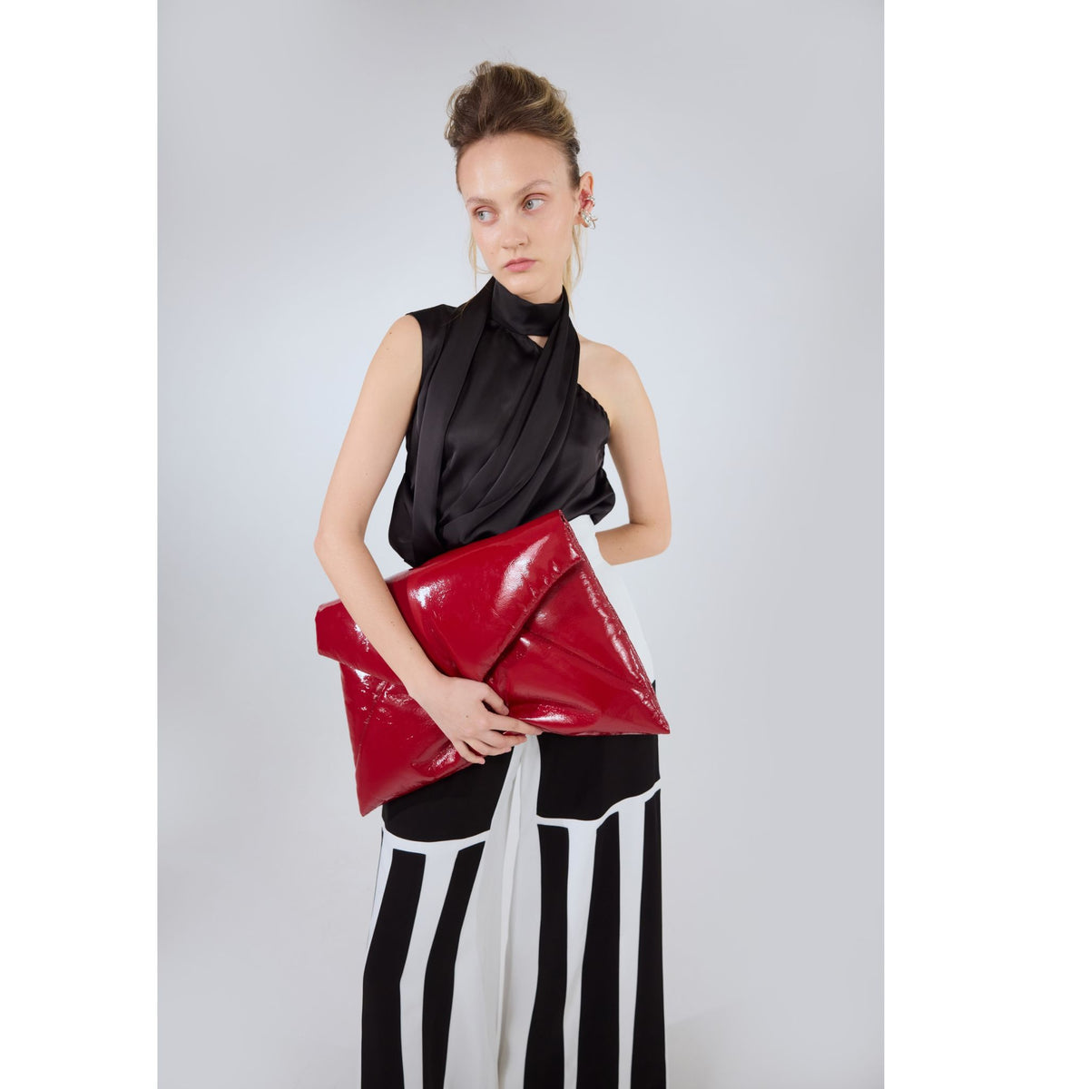 Glossy Patent Envelope Clutch Bag | Red