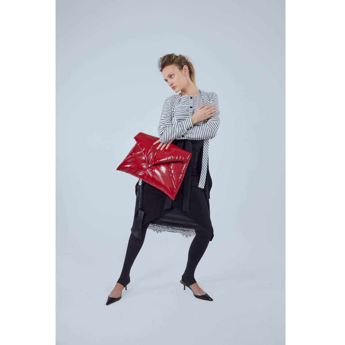 Glossy Patent Envelope Clutch Bag | Red