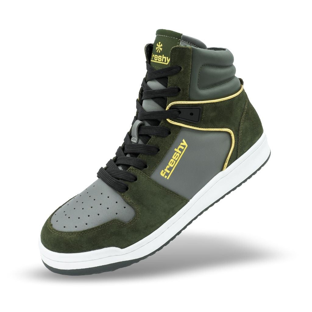 FRESHY - Bounce High-Top Sneakers Olive Green, buy at DOORS NYC