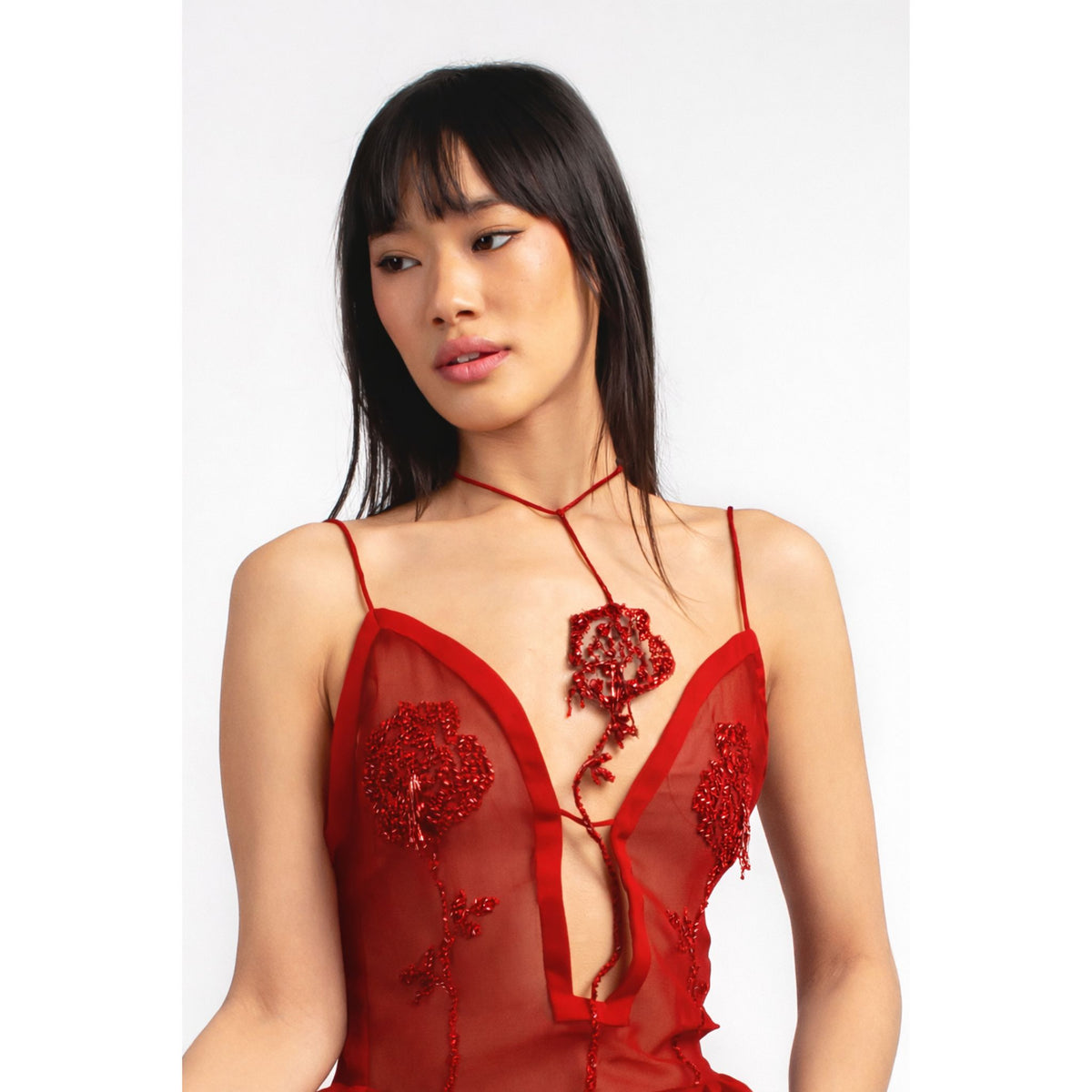 Rose Sheer Top | Red