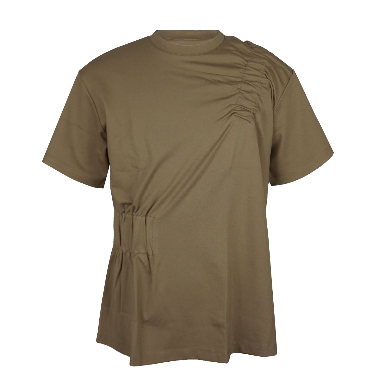 CLARA SON - Ruched T-Shirt | Caramel , buy at DOORS NYC
