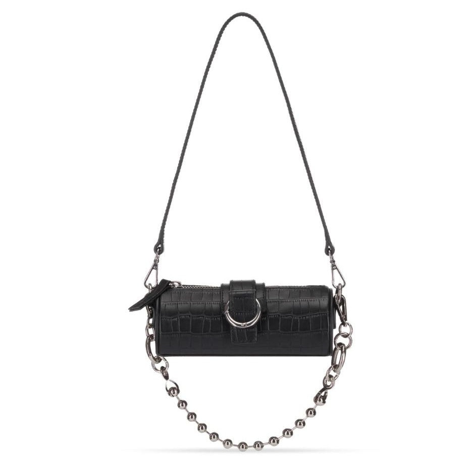 PRIVATE POLICY - Mini Barrel Bag | Black at DOORS NYC