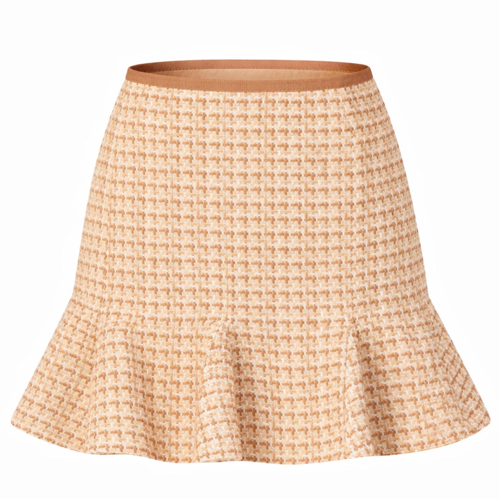 Lune Dorée Flared Mini Skirt in Beige
