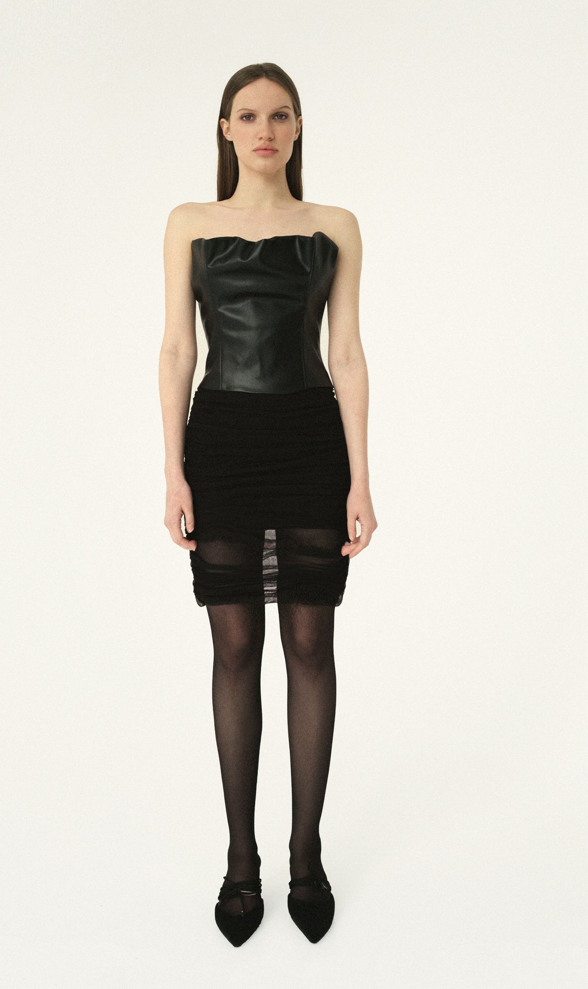 KRIS MARAN -Sheer Skirt With Draping buy at DOORS NYC