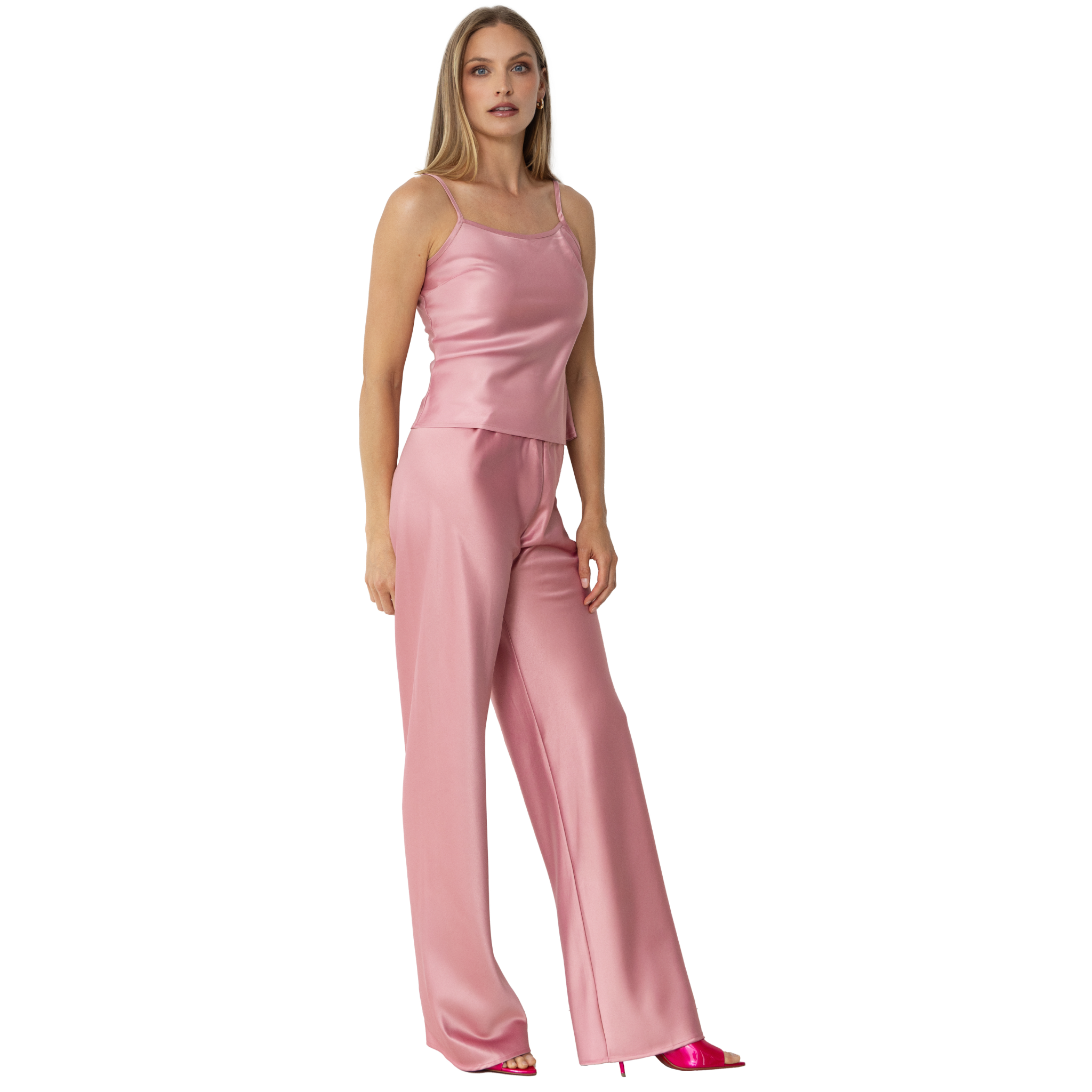 Olivette Satin Top | Blush Pink