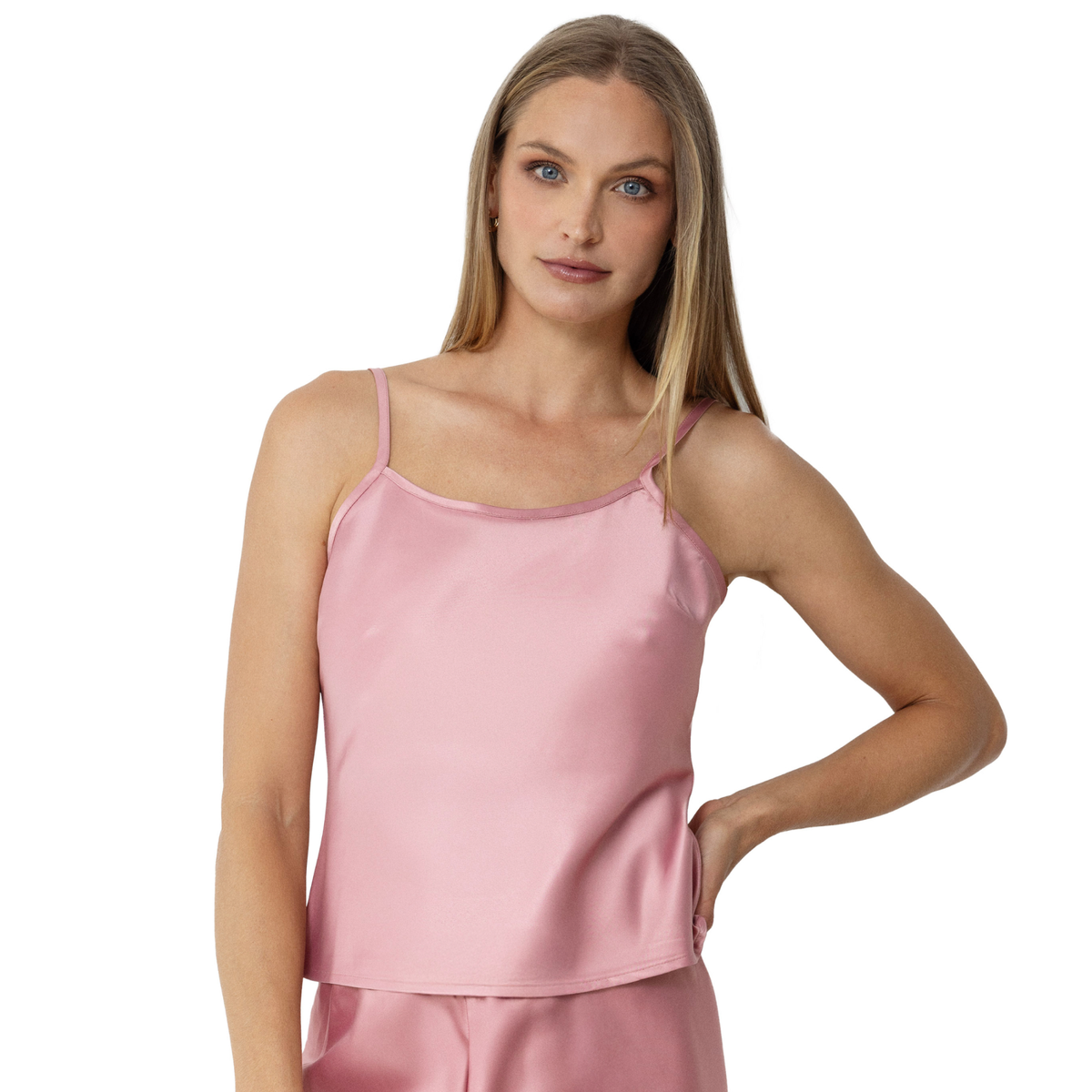 Olivette Satin Top | Blush Pink