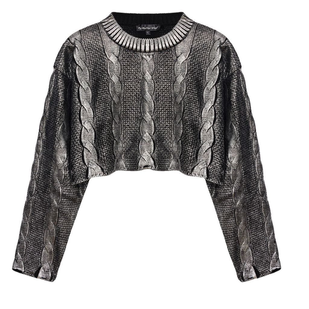 NO MATTER WHAT -Anthracite Foiled Knit, buy at DOORS NYC