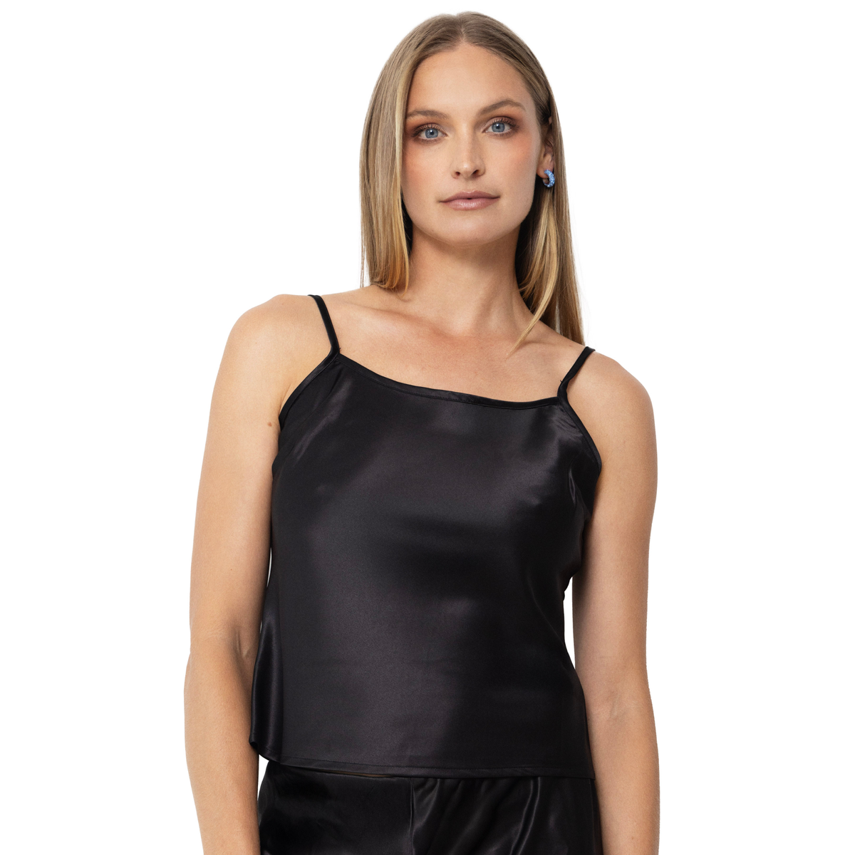 Olivette Satin Top | Black