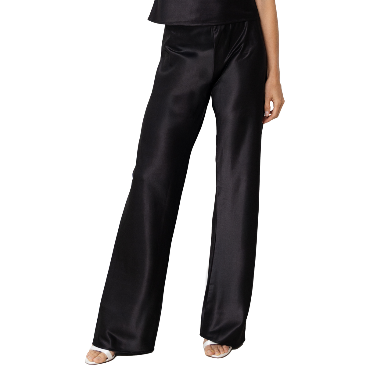 Olivette Satin Pants | Black