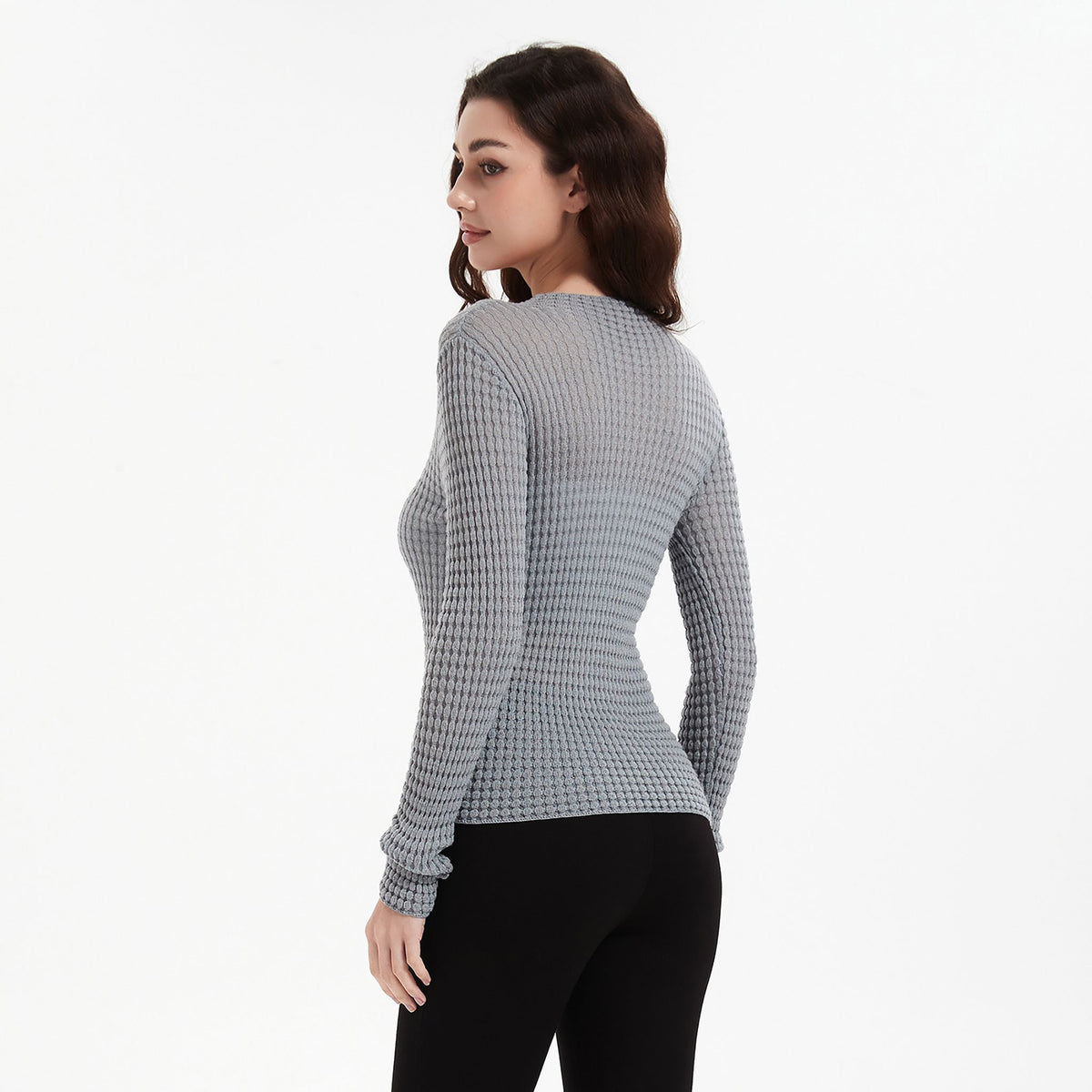 NUAJE NUAJE - Merino Textured Top | Gray, buy at DOORS NYC