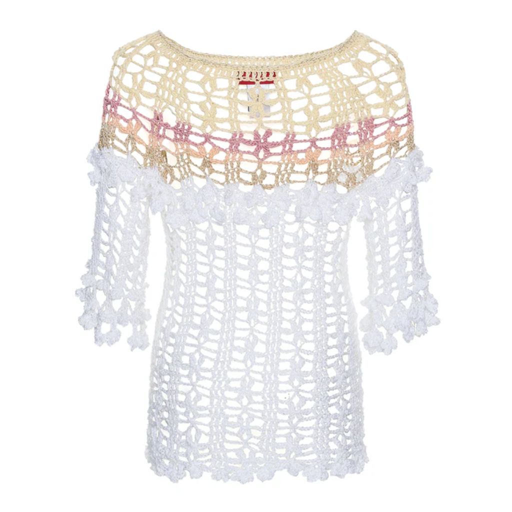 ANDREEVA - Vanilla Multicolor Handmade Crochet Top, buy at DOORS NYC