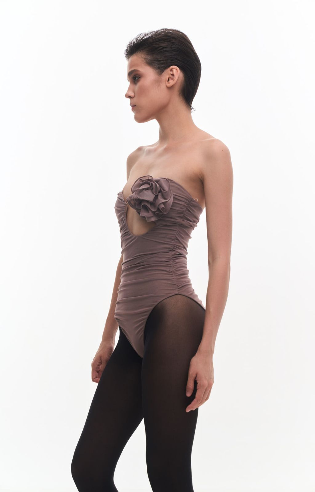 KRIS MARAN - Bustier Body With A Flower | Brown buy at DOORS NYC