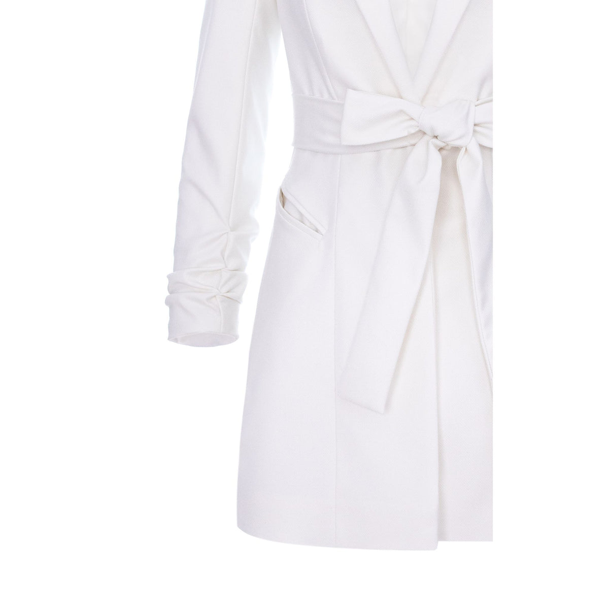 White Single Breasted Blazer With In Seam Belt
