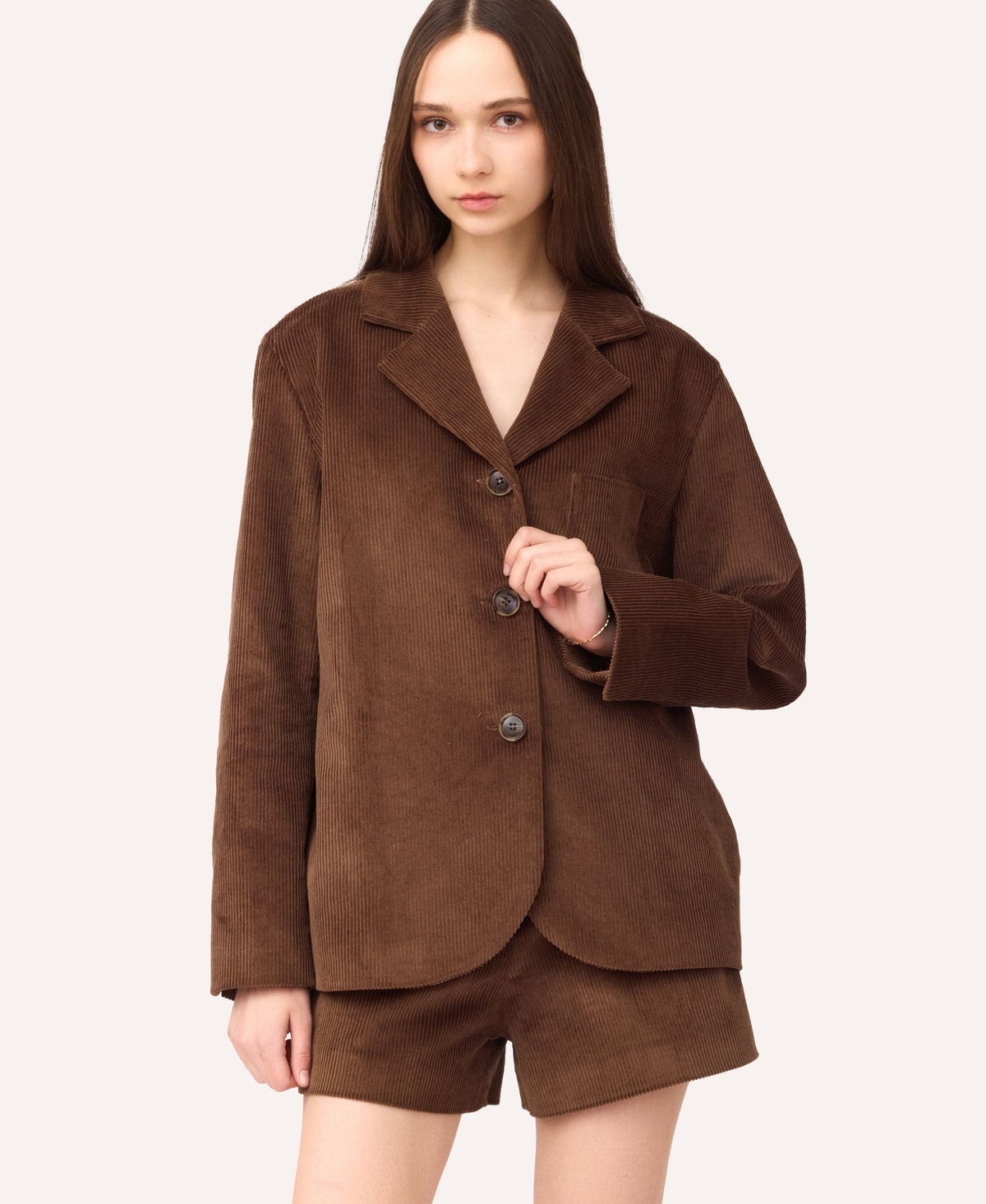 SOTROPA - Velvet Blazer | Brown at DOORS NYC PR showroom