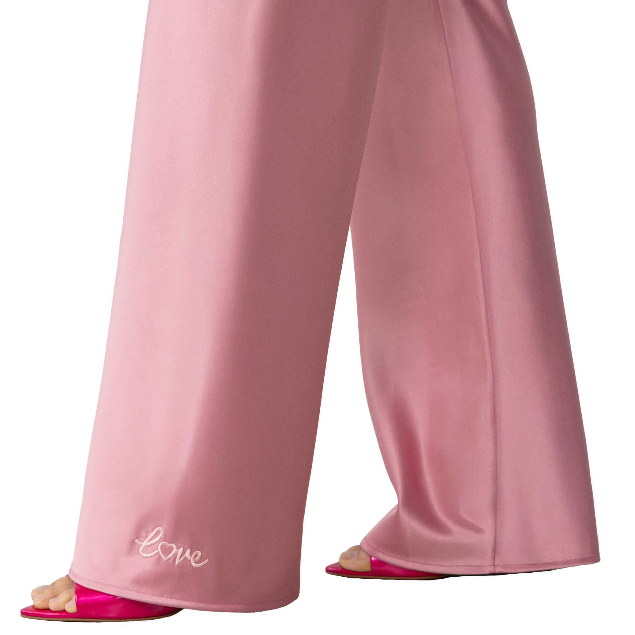 Olivette Satin Pants | Blush Pink
