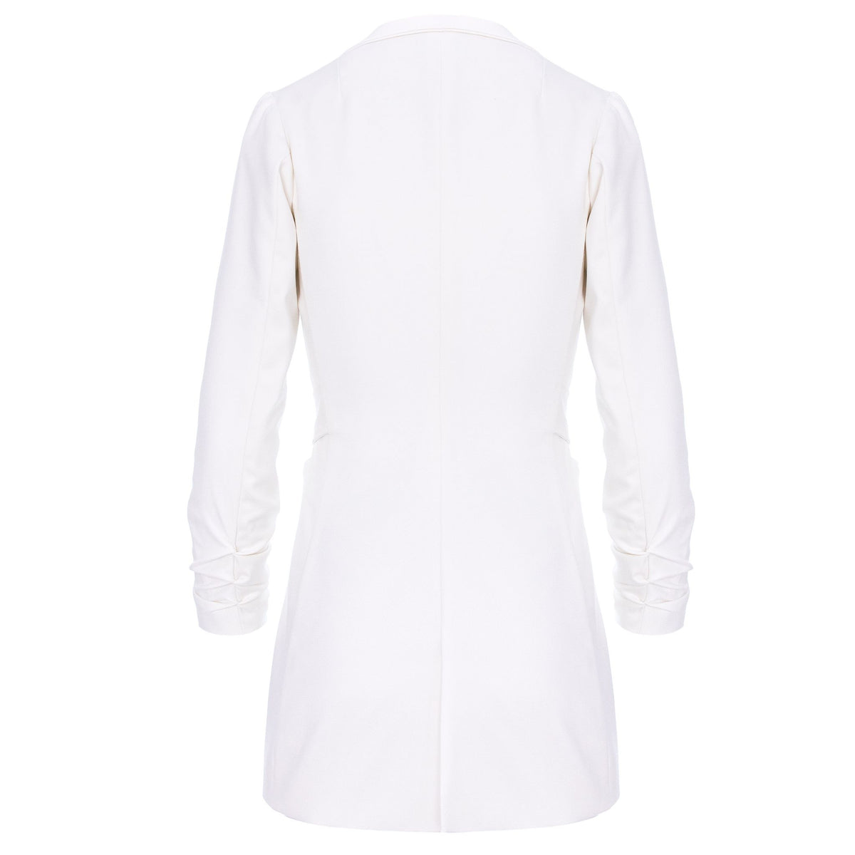 White Single Breasted Blazer With In Seam Belt
