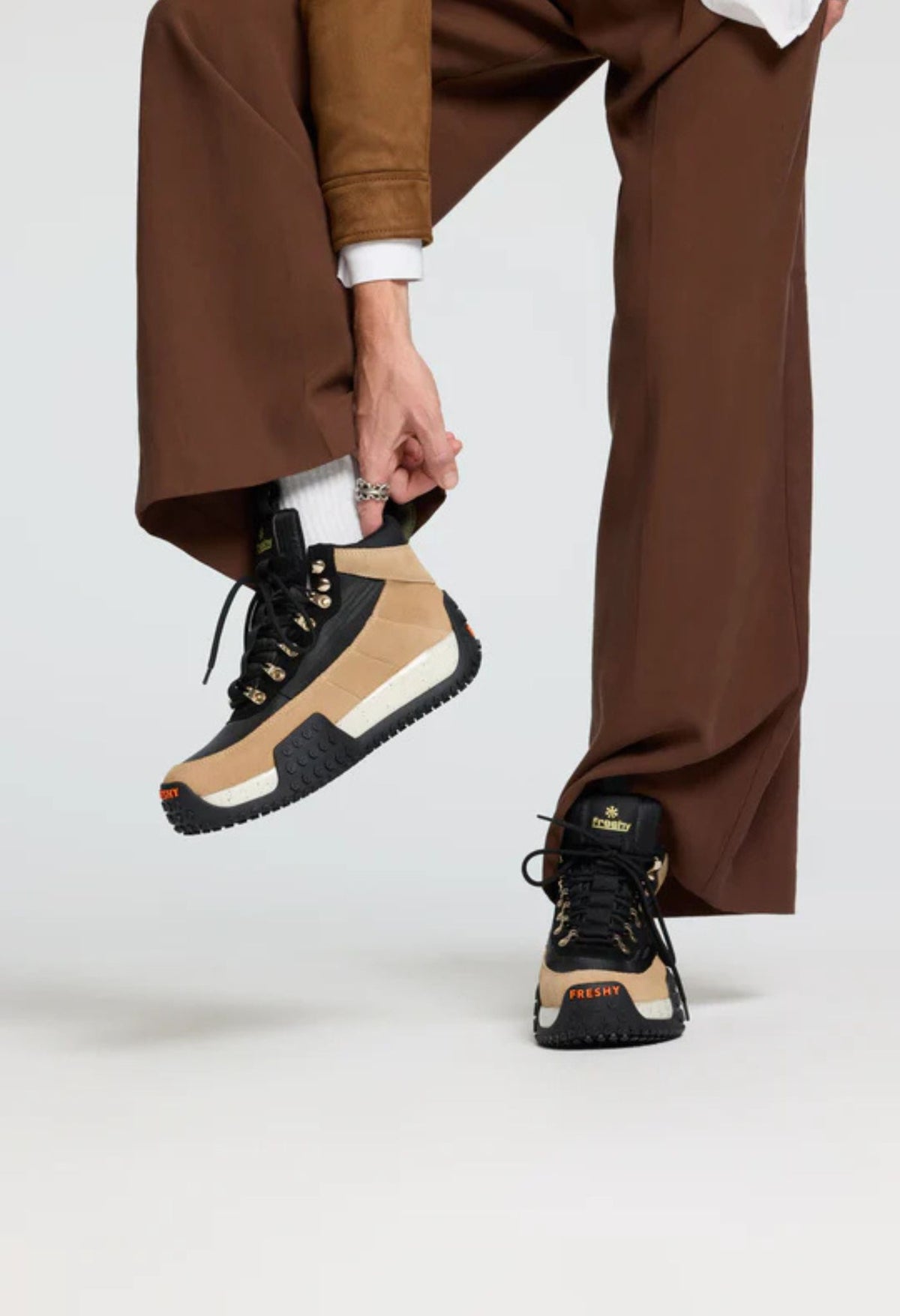 FRESHY - Navigator High-Top Sneakers | Tan at DOORS NYC  