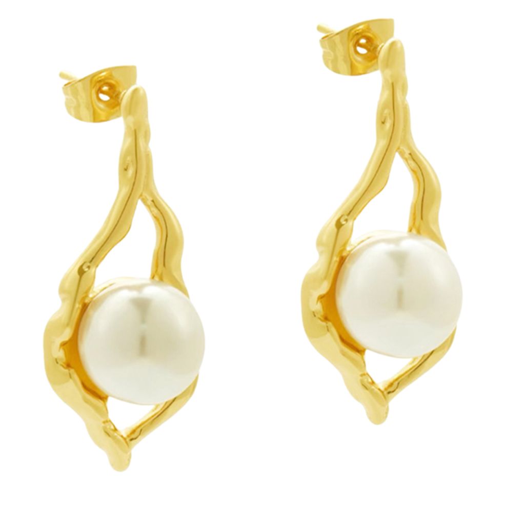 CELOVIS -   Macy Pearl Framed Earrings | Gold, buy at DOORS NYC