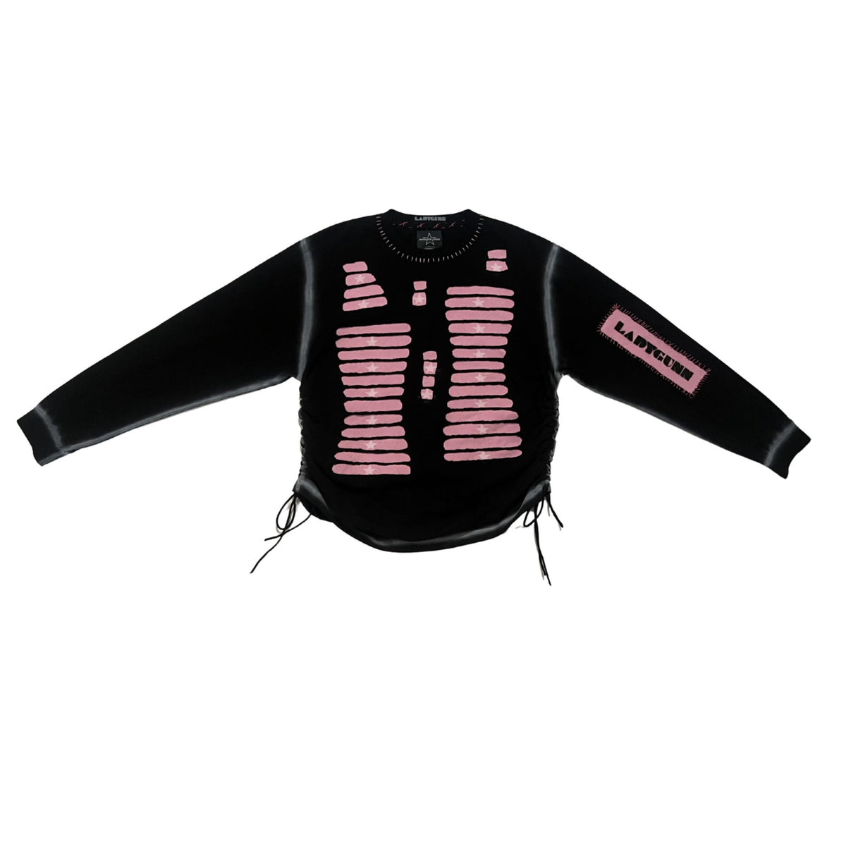 Black Long Sleeve Graphic Tee with Pink Print | MINDBLOWN x BTSA