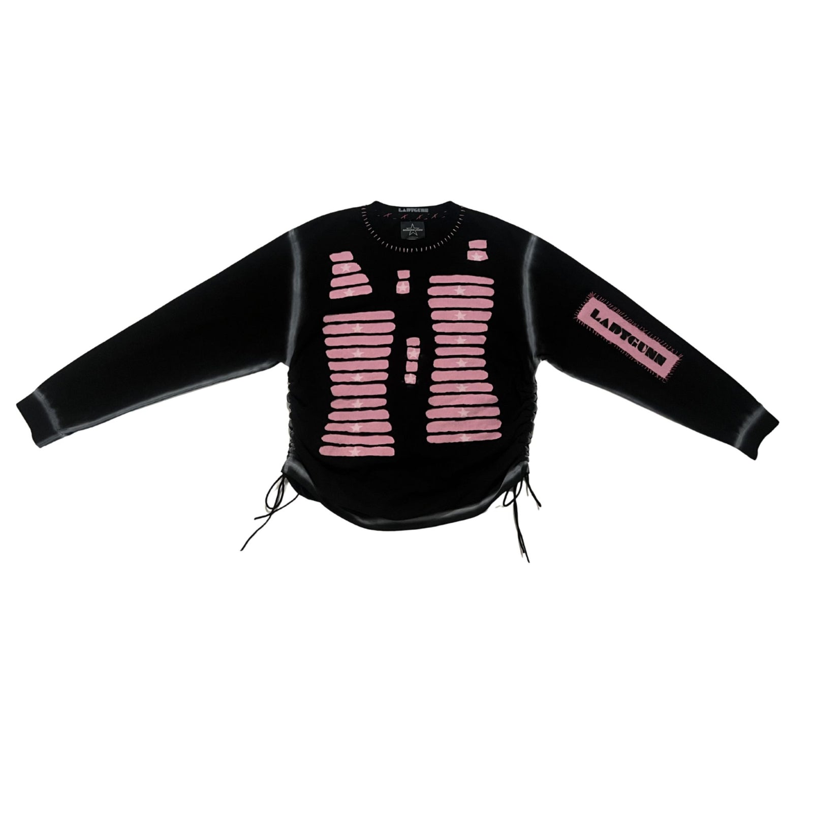 Black Long Sleeve Graphic Tee with Pink Print | MINDBLOWN x BTSA