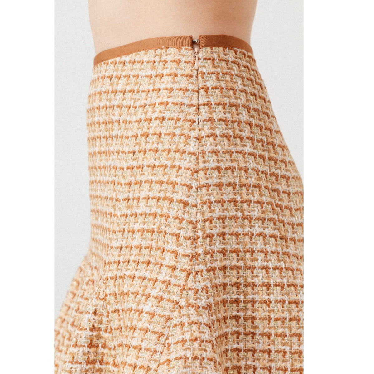 Lune Dorée Flared Mini Skirt in Beige