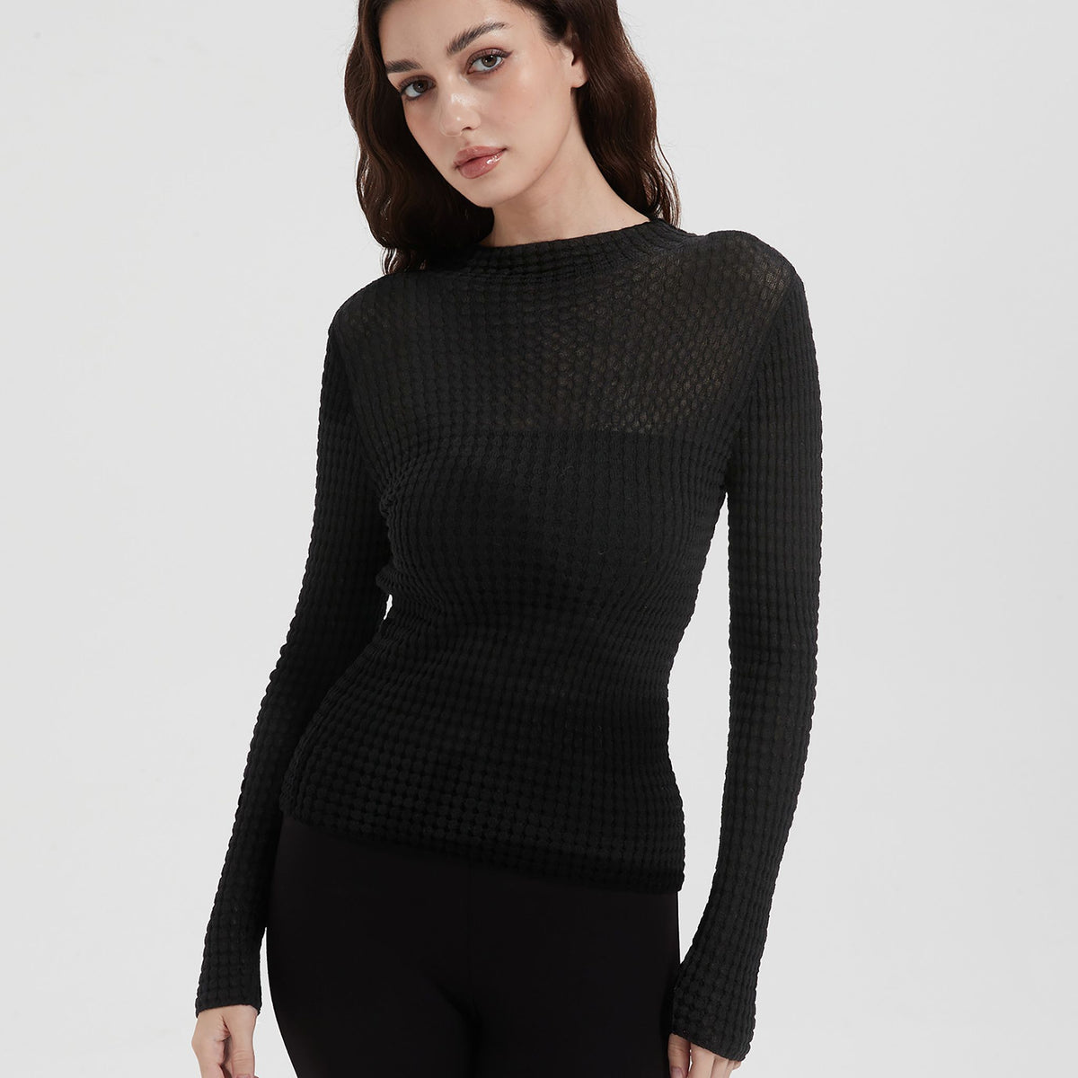 NUAJE NUAJE - Merino Textured Top | Black, buy at DOORS NYC