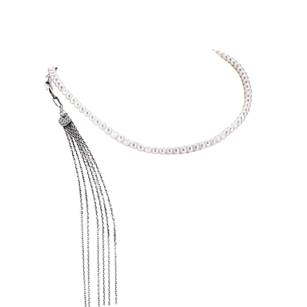 MASANA - Pearl Necklace with Fringe Chain, buy at DOORS NYC