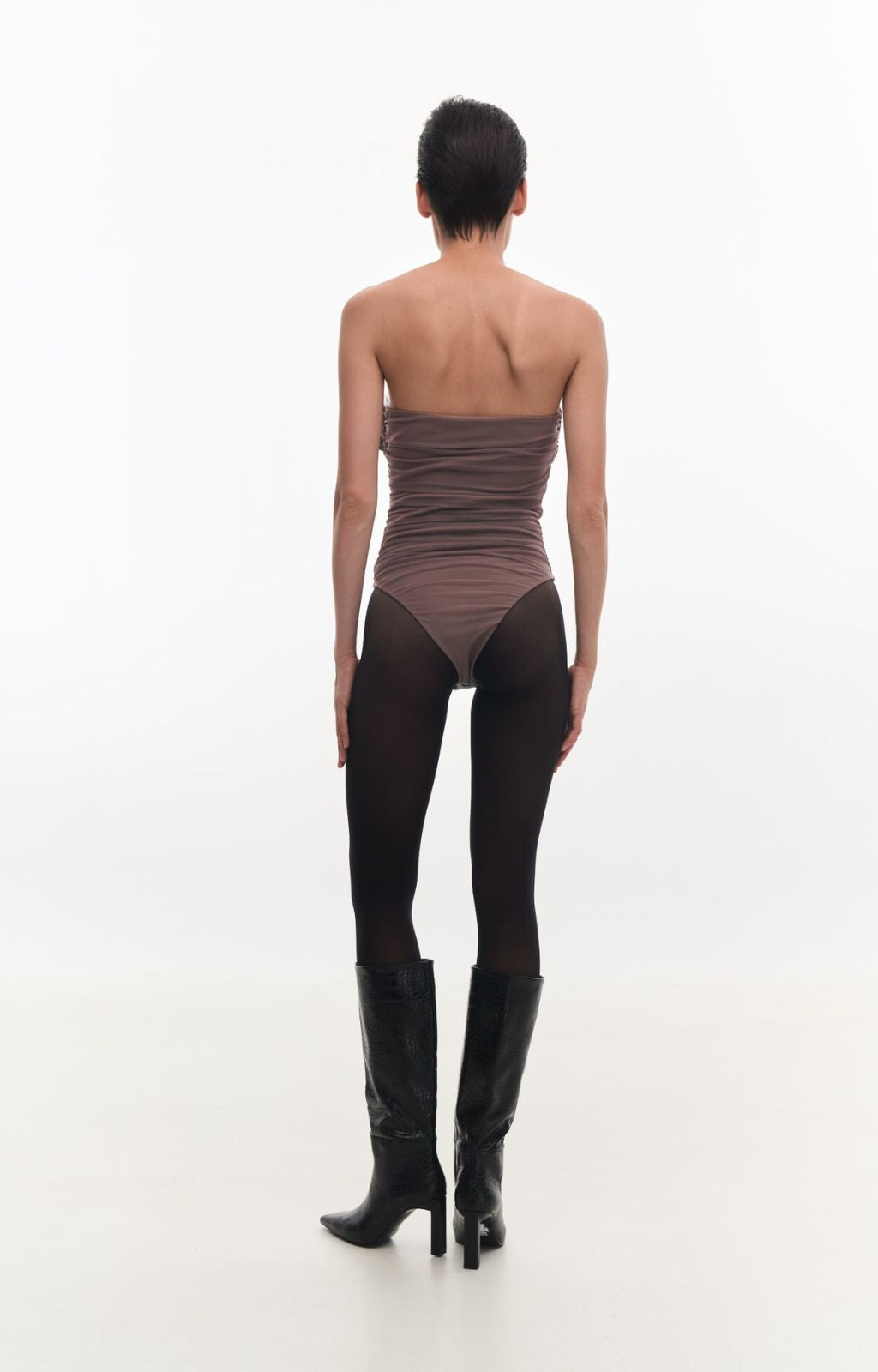 KRIS MARAN - Bustier Body With A Flower | Brown buy at DOORS NYC
