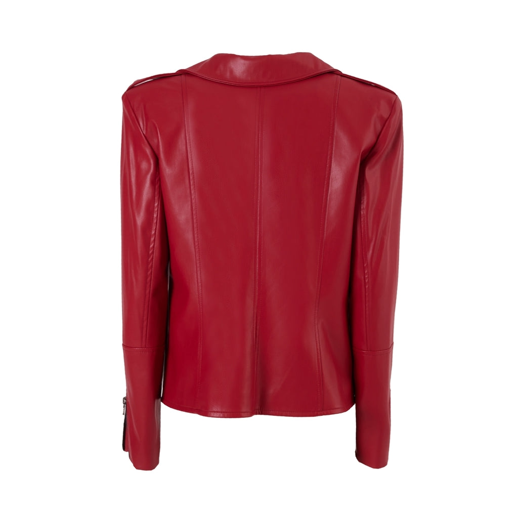 JULIA ALLERT - Faux Leather Jacket With Shoulder Pads | Red, buy at DOORS NYC