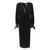 Textured V-Neck Dress With Statement Shoulders | Black