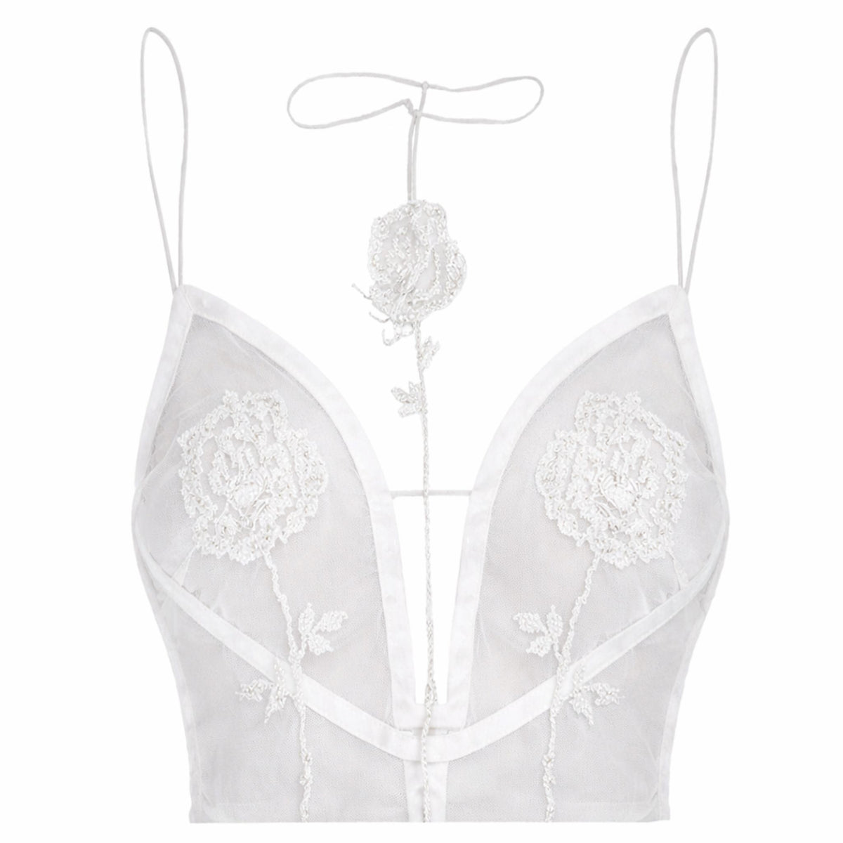 Rose Sheer Top | White