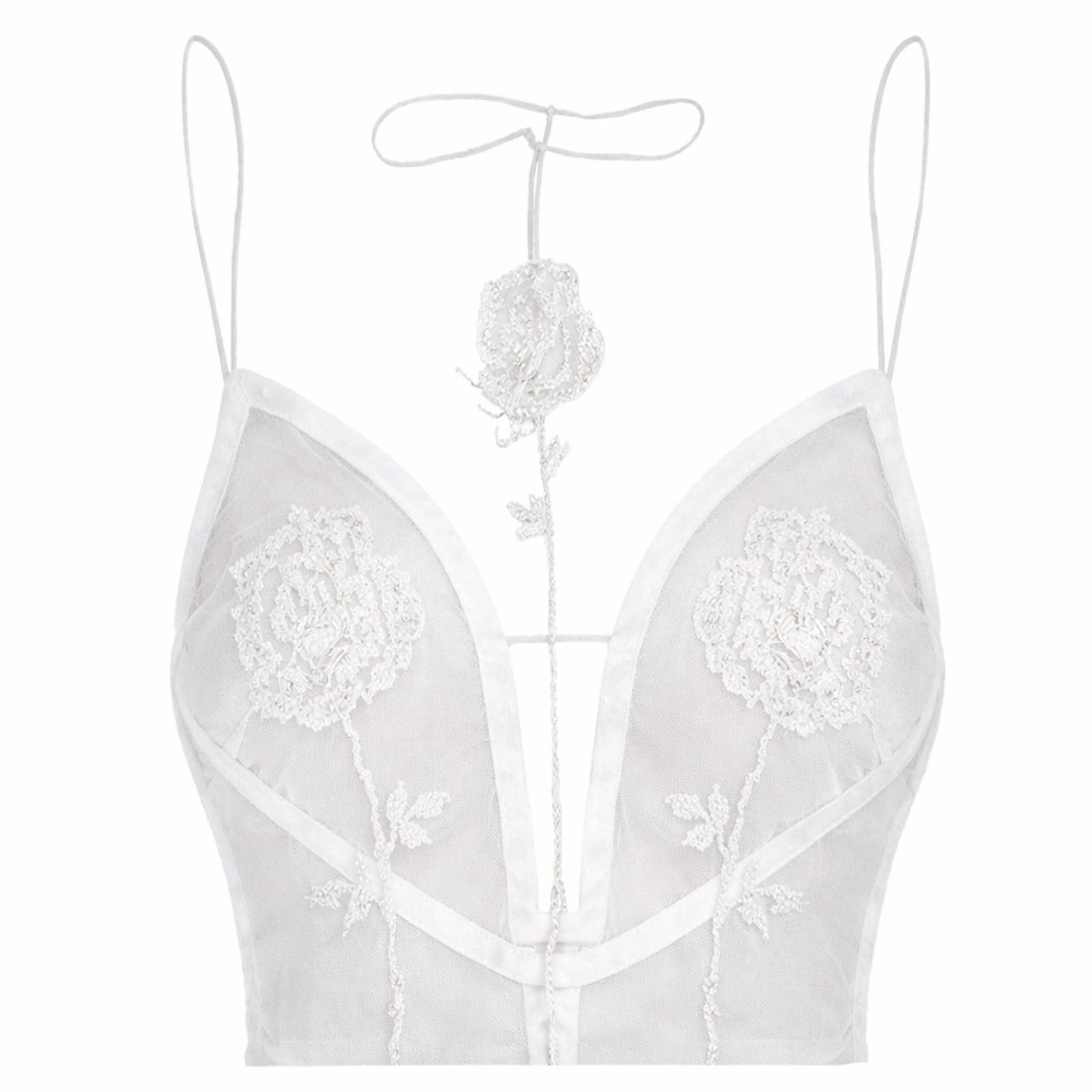 Rose Sheer Top | White