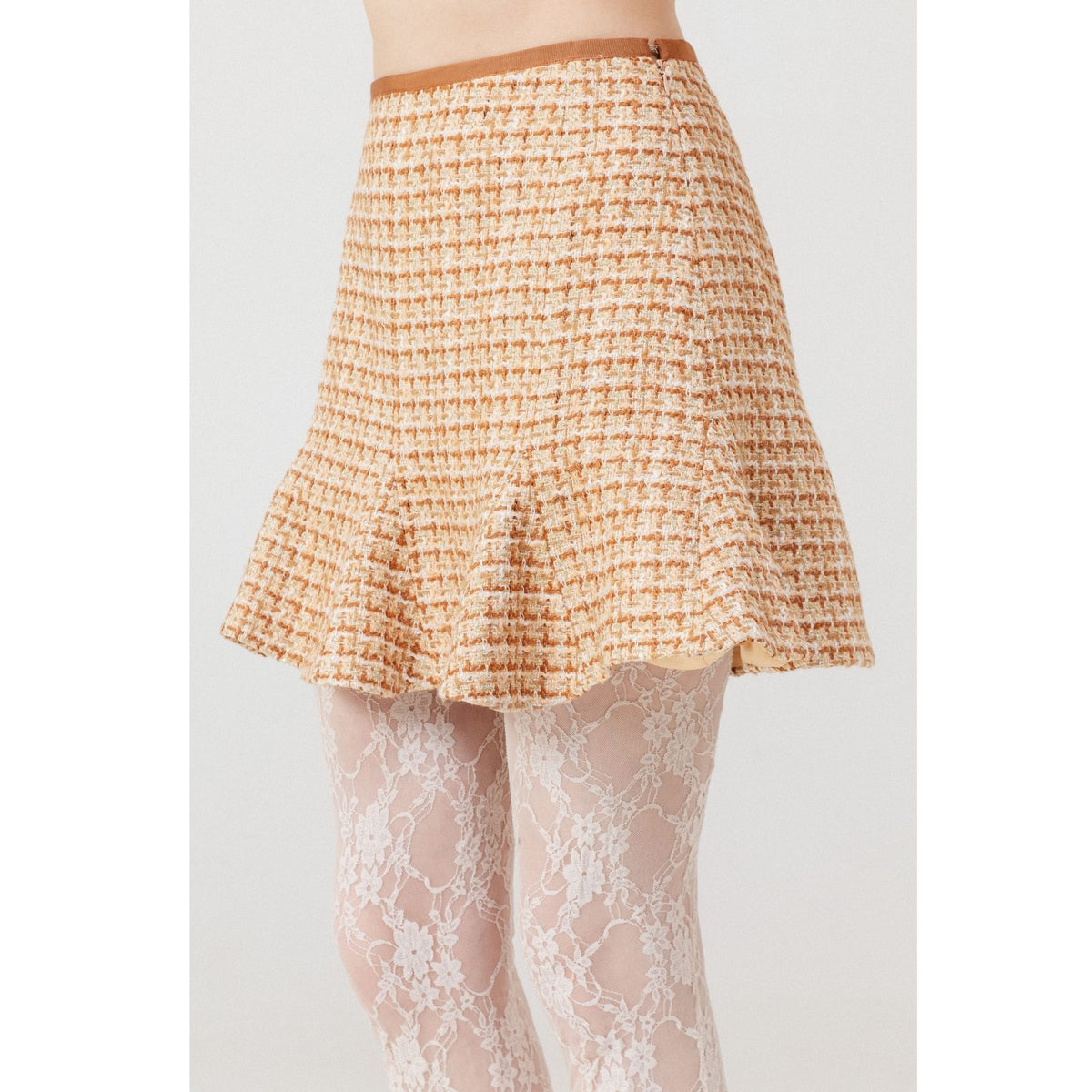 Lune Dorée Flared Mini Skirt in Beige