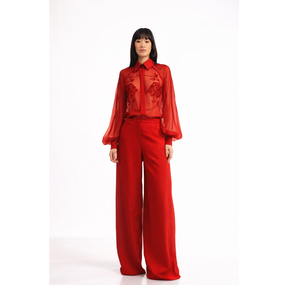 Flared Trousers | Red