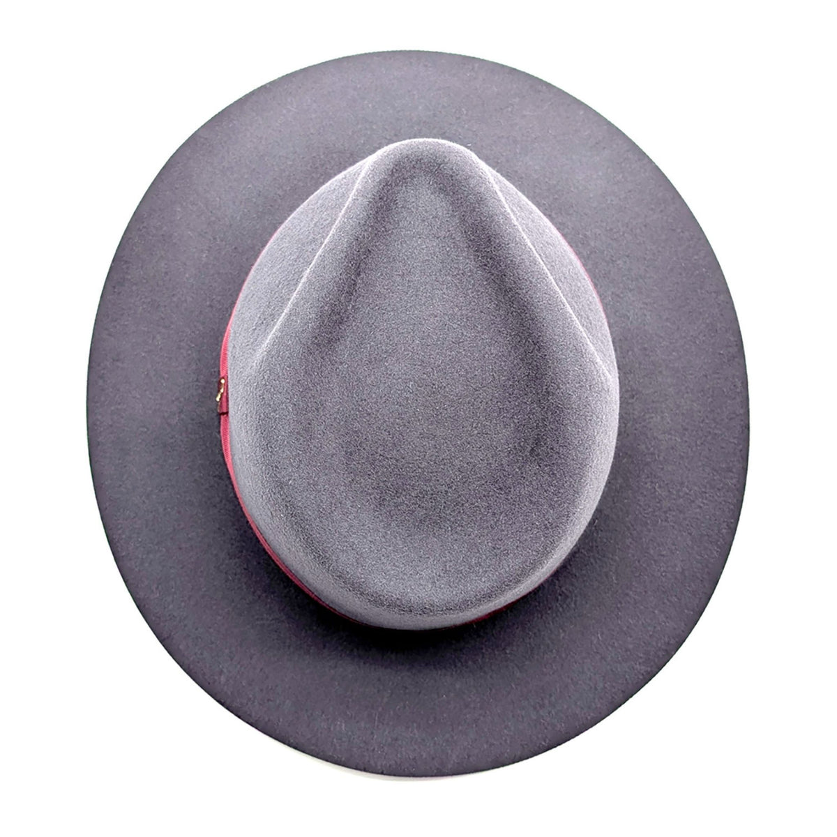 Gray fedora hat on a white background