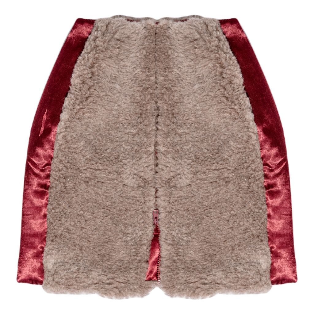 MELLOW - Wool Mini Skirt with Burgundy Insets | Brown   buy at DOORS NYC