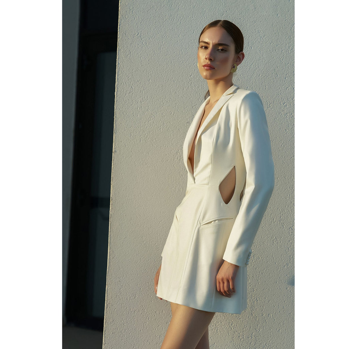 White Cut-out Blazer Dress