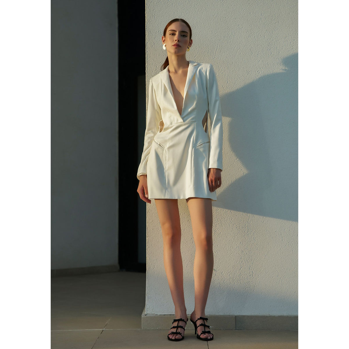 White Cut-out Blazer Dress
