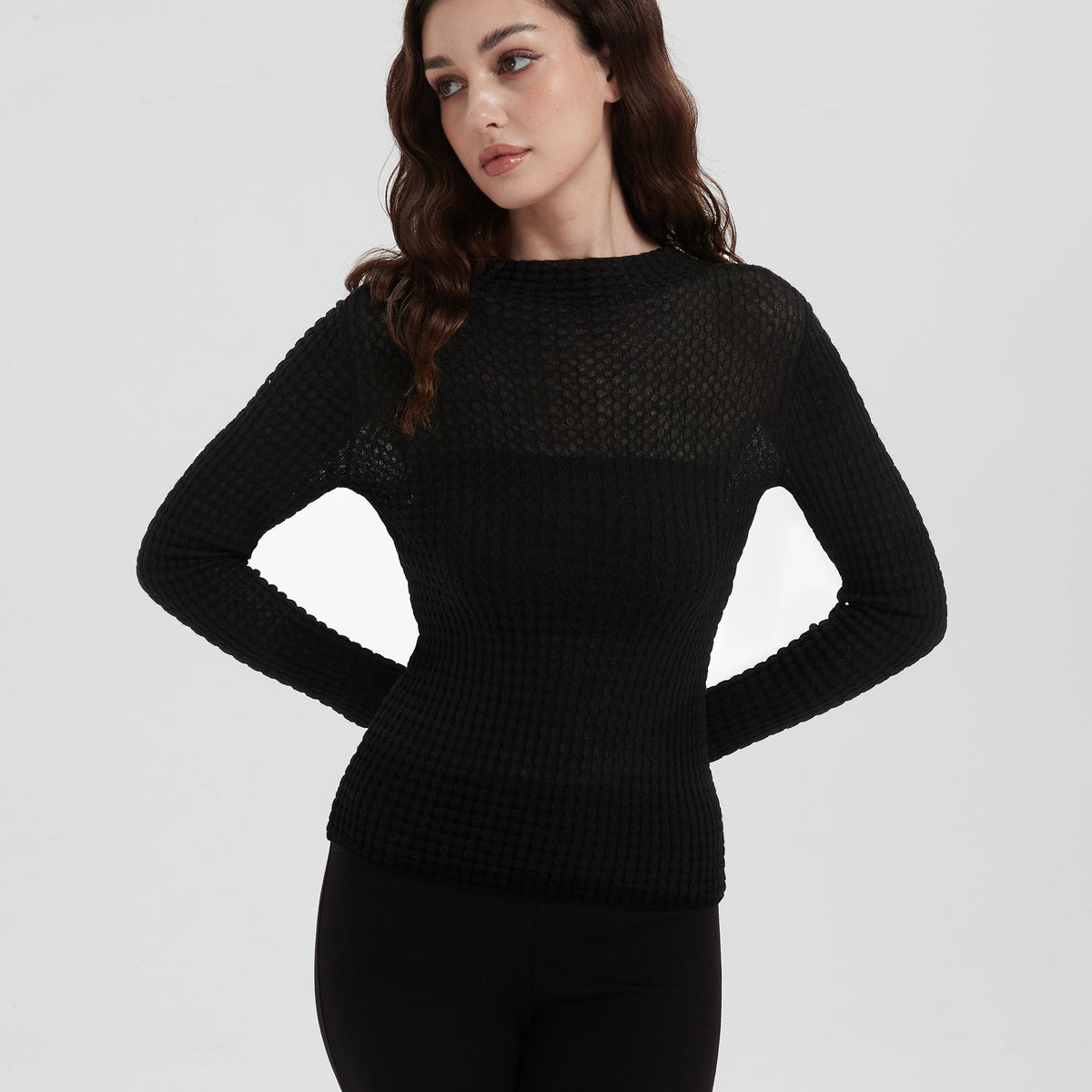NUAJE NUAJE - Merino Textured Top | Black, buy at DOORS NYC
