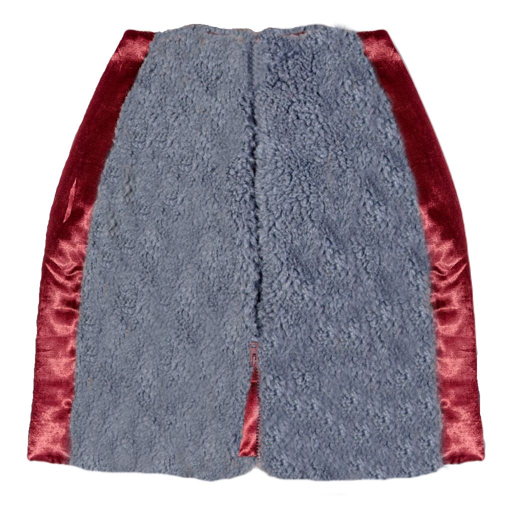 MELLOW - Wool Mini Skirt with Burgundy Insets | Gray   buy at DOORS NYC