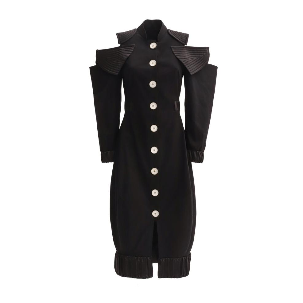 JULIA ALLERT - Military Dress With Shoulder Cut-Outs | Black, buy at doors.nyc