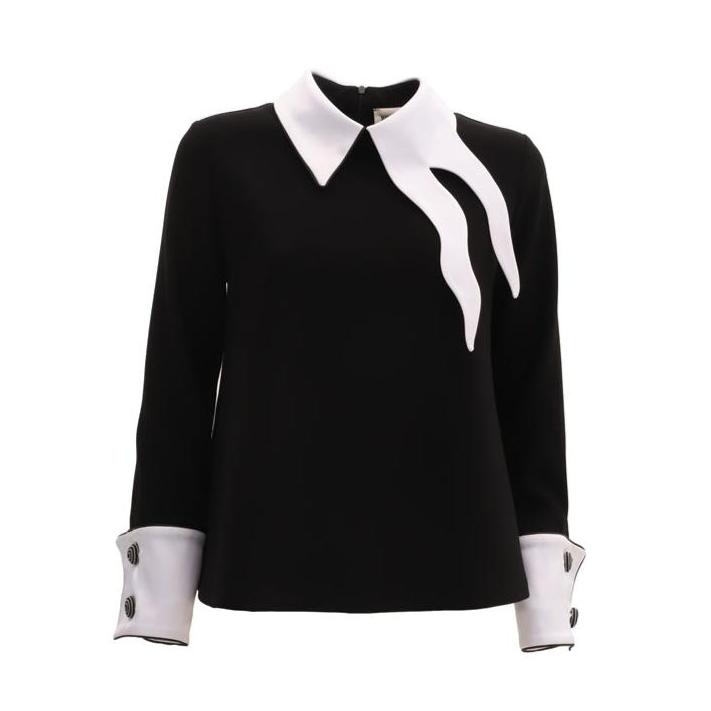 Semi-Formal Blouse With Contrasting Details | Black